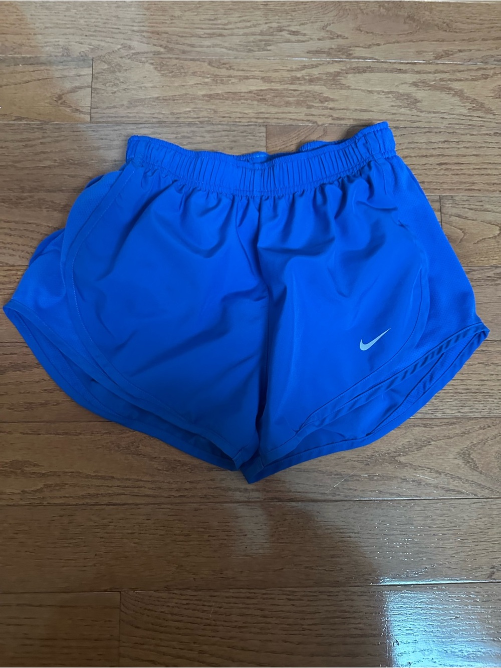 Nike Women's Royal Blue Athletic Shorts with White Swoosh
